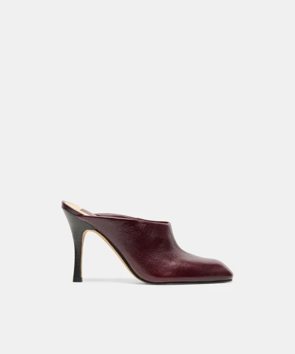 PRYZE Oxblood Leather Slip-On Stiletto Heeled Mules — view 2