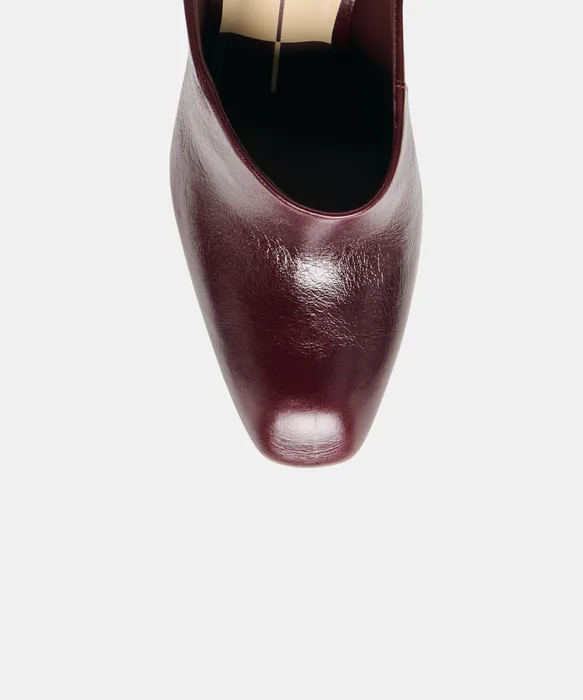 PRYZE Oxblood Leather Slip-On Stiletto Heeled Mules — view 4
