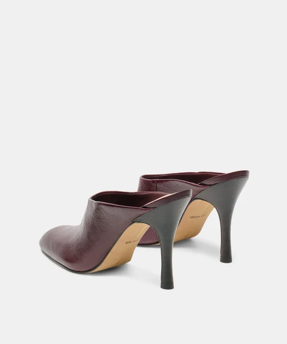 PRYZE Oxblood Leather Slip-On Stiletto Heeled Mules — view 5