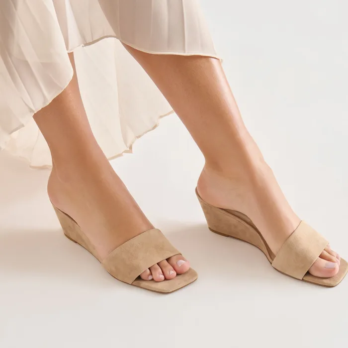 Qaily Camel Suede Wedges — view 5