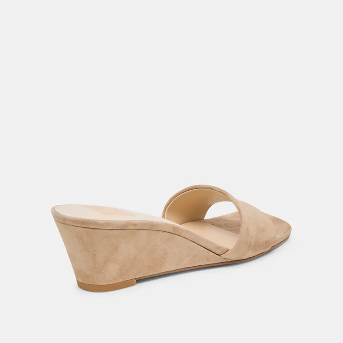 Qaily Camel Suede Wedges — view 6