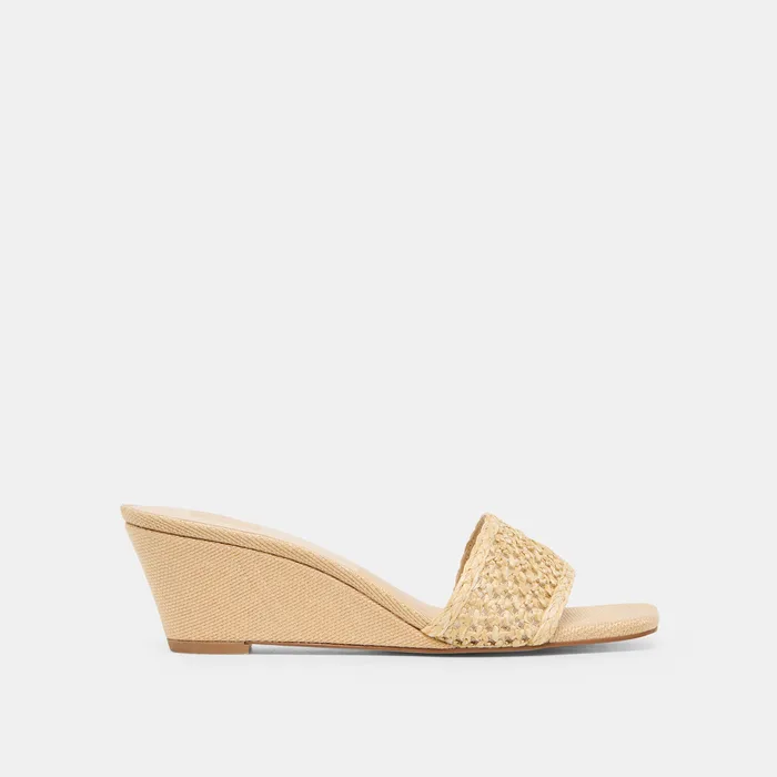 Qaily Lt Natural Raffia Wedges — view 2