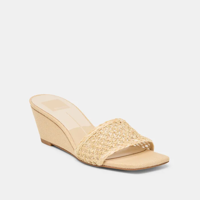 Qaily Lt Natural Raffia Wedges — view 4