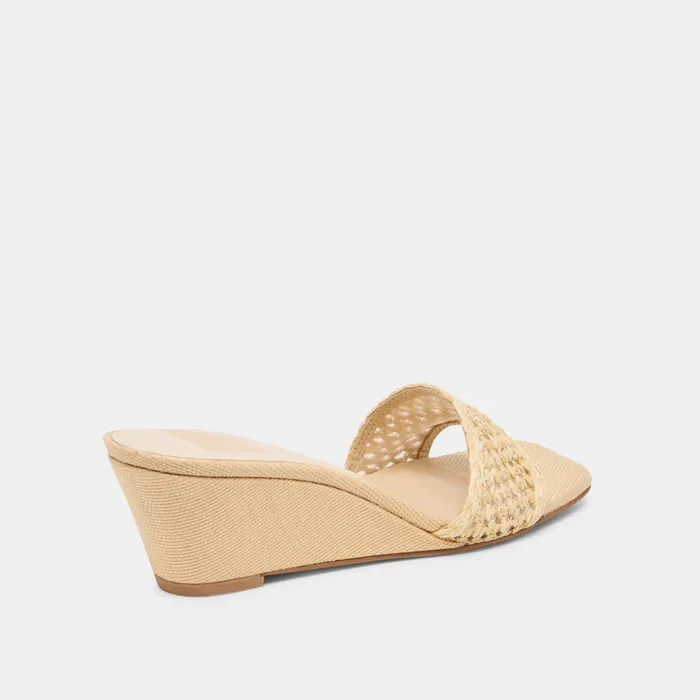 Qaily Lt Natural Raffia Wedges — view 6