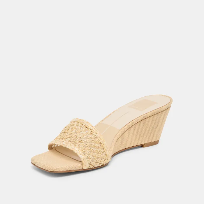 Qaily Lt Natural Raffia Wedges — view 7