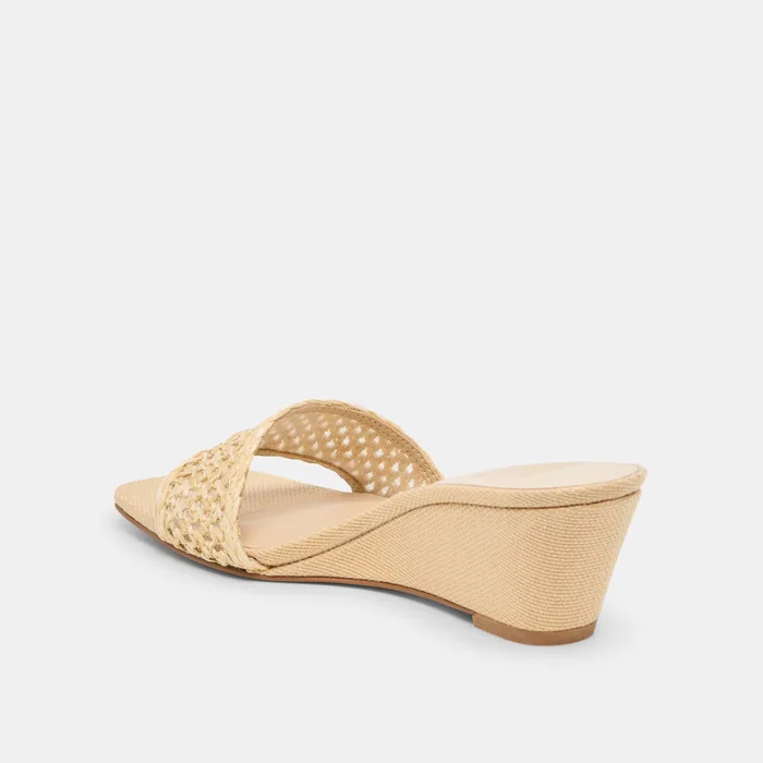 Qaily Lt Natural Raffia Wedges — view 8