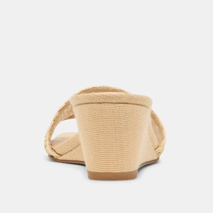 Qaily Lt Natural Raffia Wedges — view 10
