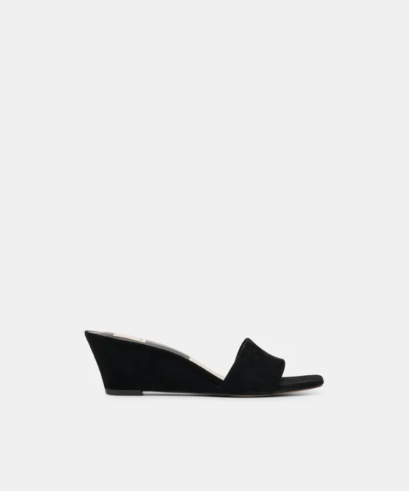 Qaily Onyx Suede Wedges — view 2