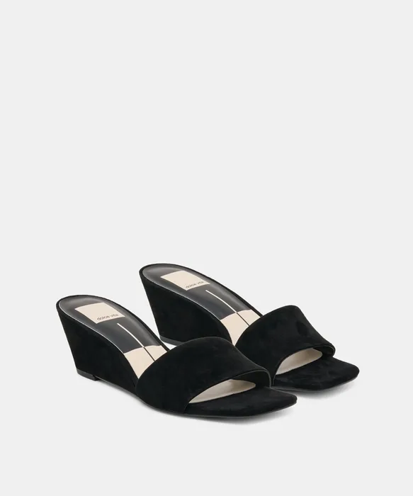 Qaily Onyx Suede Wedges — view 3