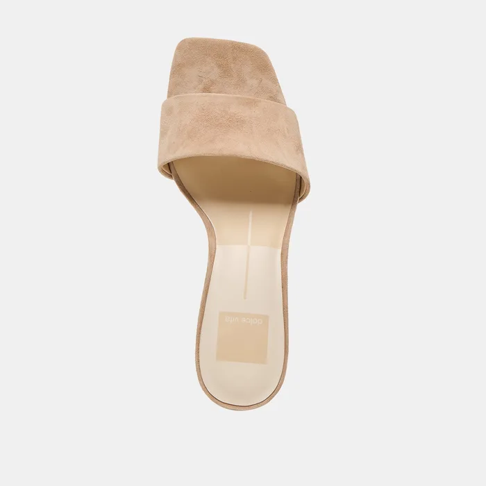 Qaily Wide Camel Suede Wedges — view 9