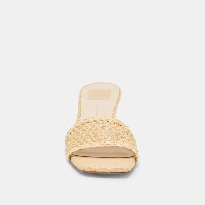 Qaily Wide Lt Natural Raffia Wedges — view 7