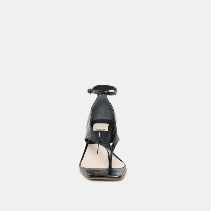 Quinny Black Leather Wedges — view 9
