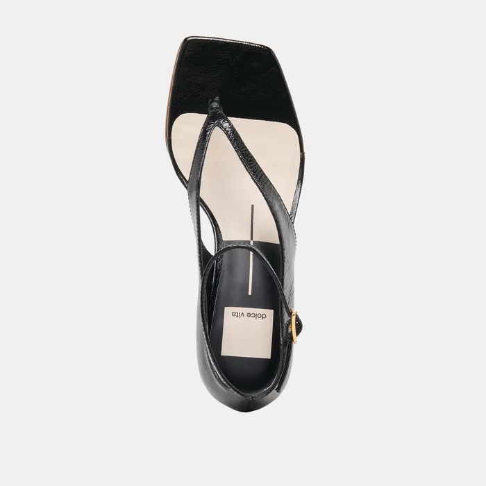 Quinny Black Leather Wedges — view 11