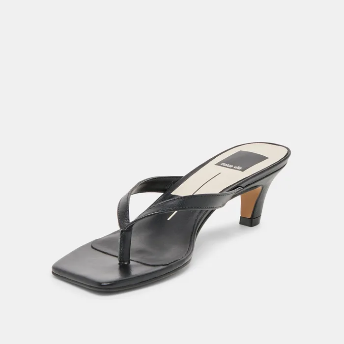 Ramia Black Leather Heels — view 7