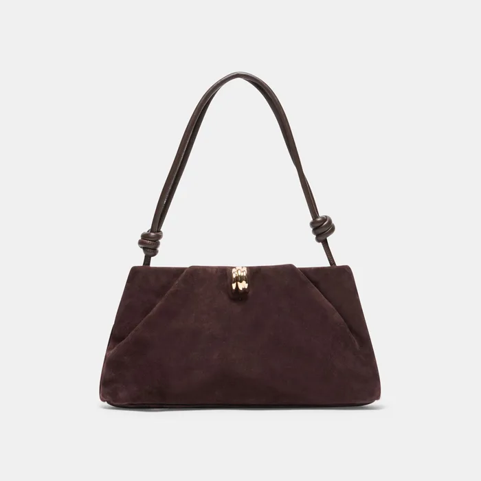 RAVEL Chocolate Suede Adjustable Shoulder Bag — view 2