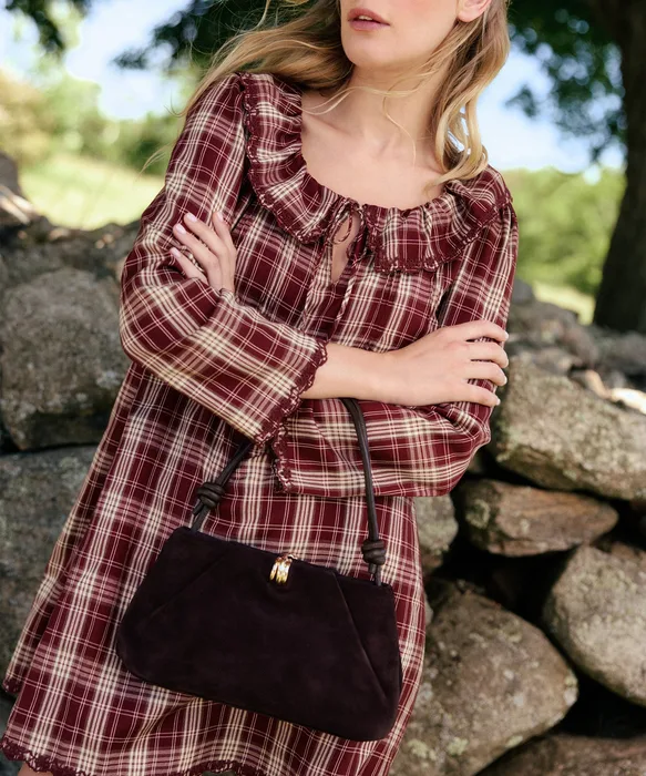 RAVEL Chocolate Suede Adjustable Shoulder Bag — view 3