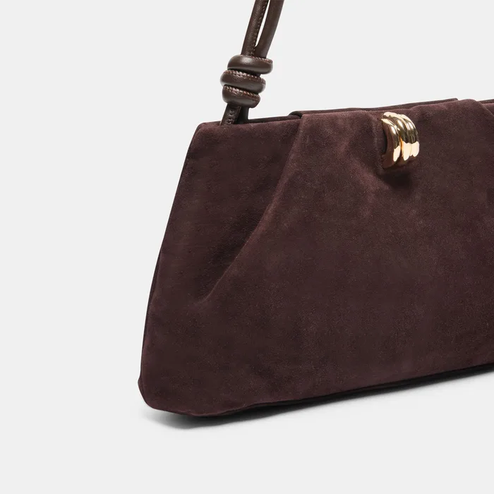 RAVEL Chocolate Suede Adjustable Shoulder Bag — view 5