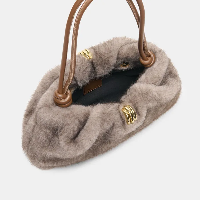 RAVEL Grey Faux Fur Adjustable Shoulder Bag — view 4
