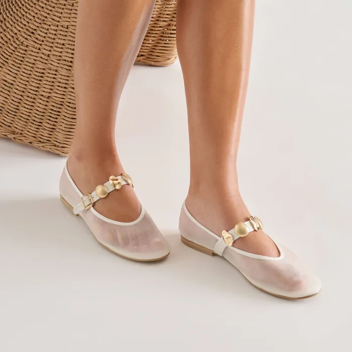 Relan Mesh White Mesh Ballet Flats — view 3