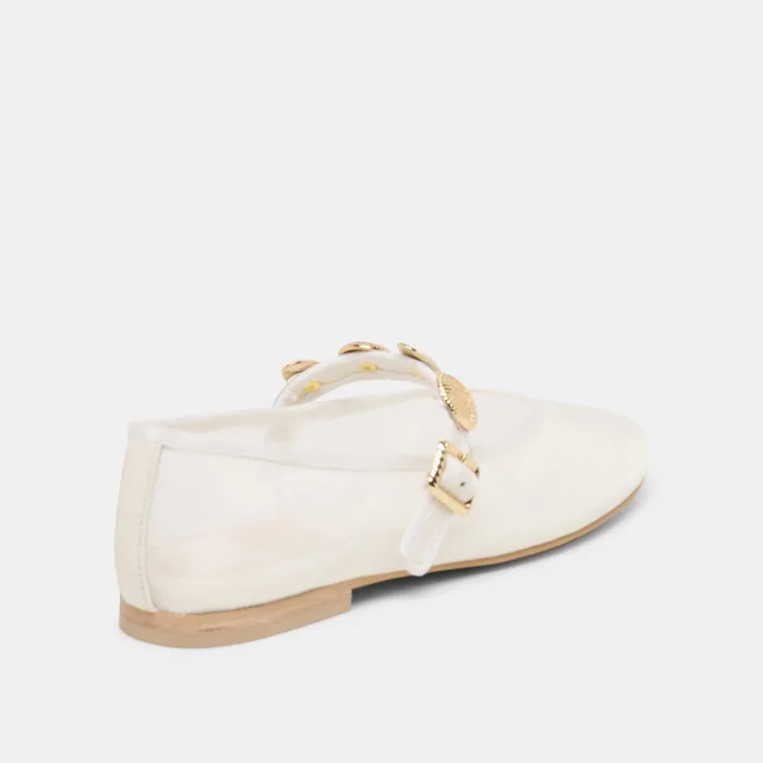 Relan Mesh White Mesh Ballet Flats — view 6