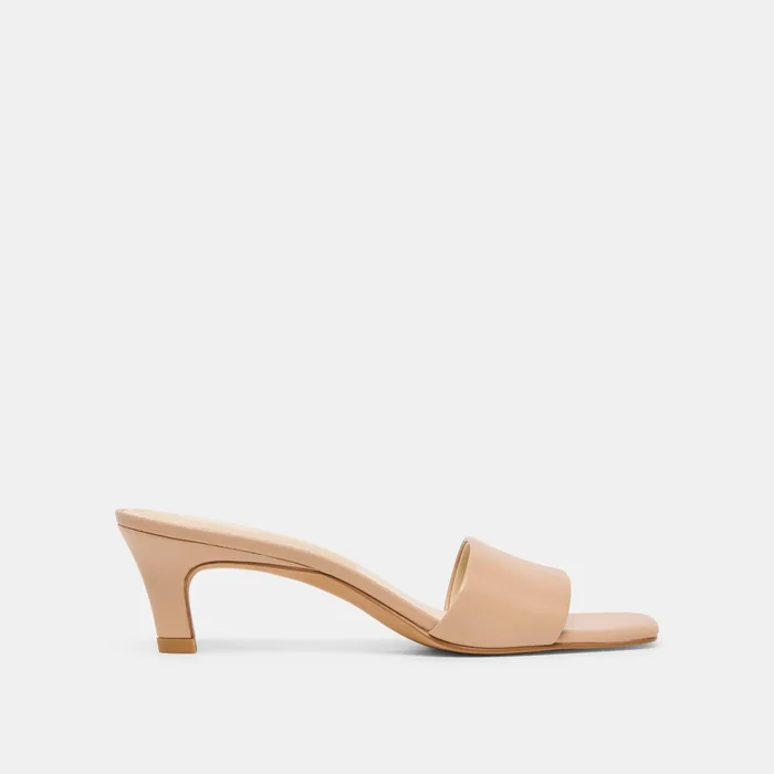Rexa Wide Light Tan Leather Heels — view 2