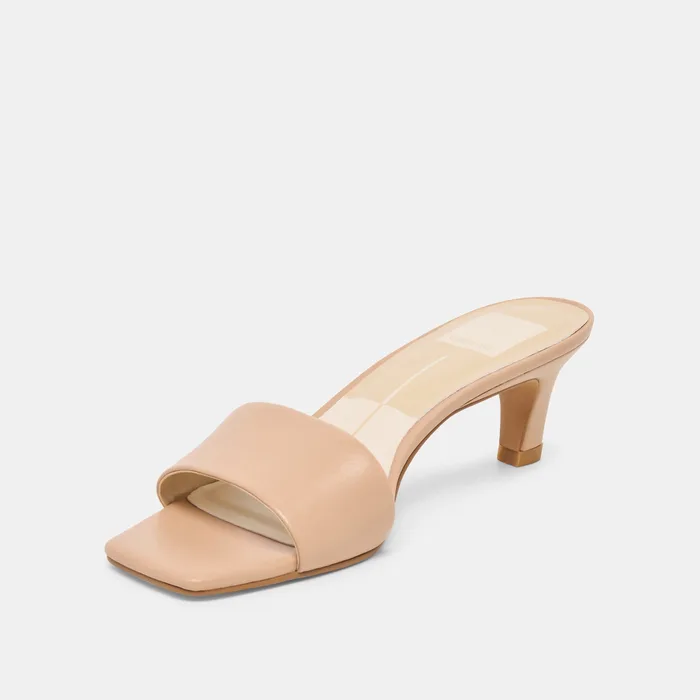 Rexa Wide Light Tan Leather Heels — view 5
