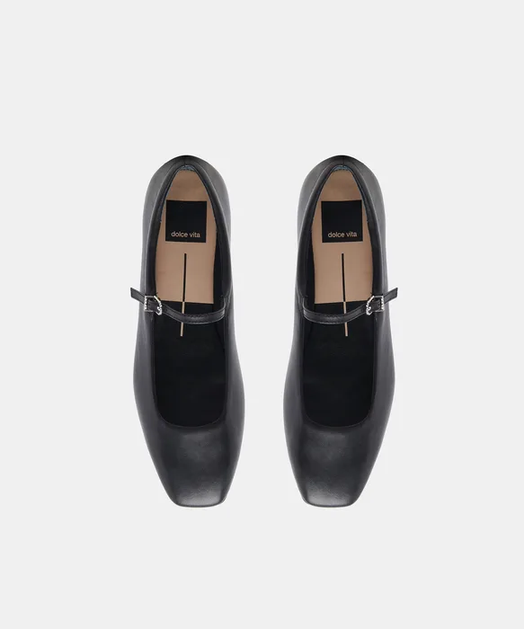 REYES Black Leather Mary-Jane Ballet Flats — view 4