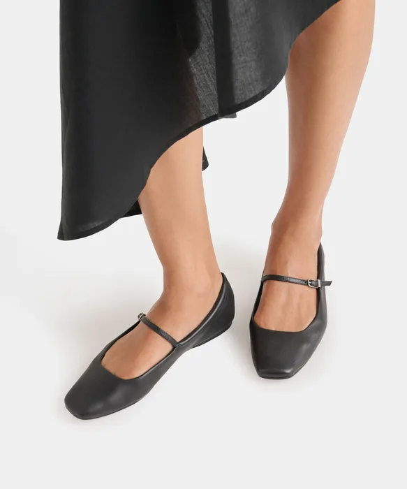 REYES Black Leather Mary-Jane Ballet Flats — view 5