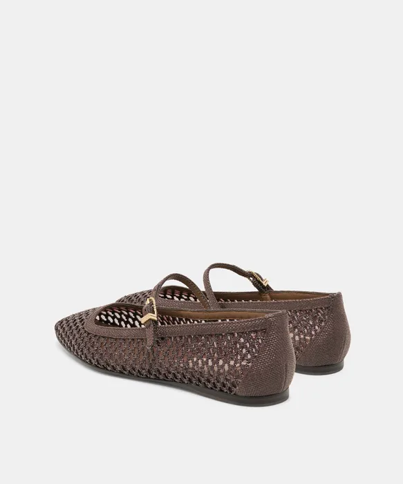 REYES FLATS CHOCOLATE WOVEN RAFFIA