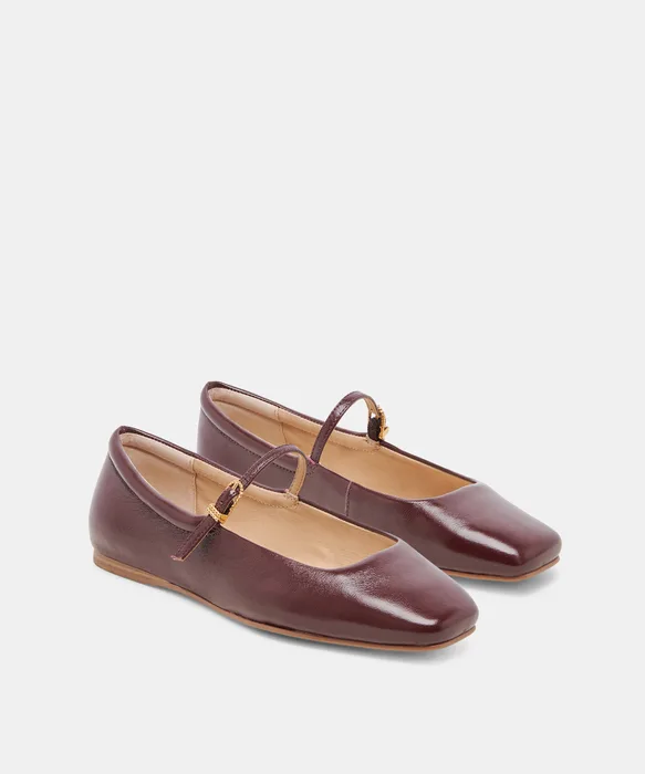 REYES Cranberry Crinkle Patent Mary-Jane Ballet Flats — view 3