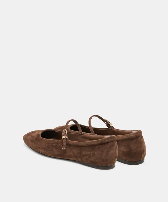 REYES FLATS DK BROWN SUEDE
