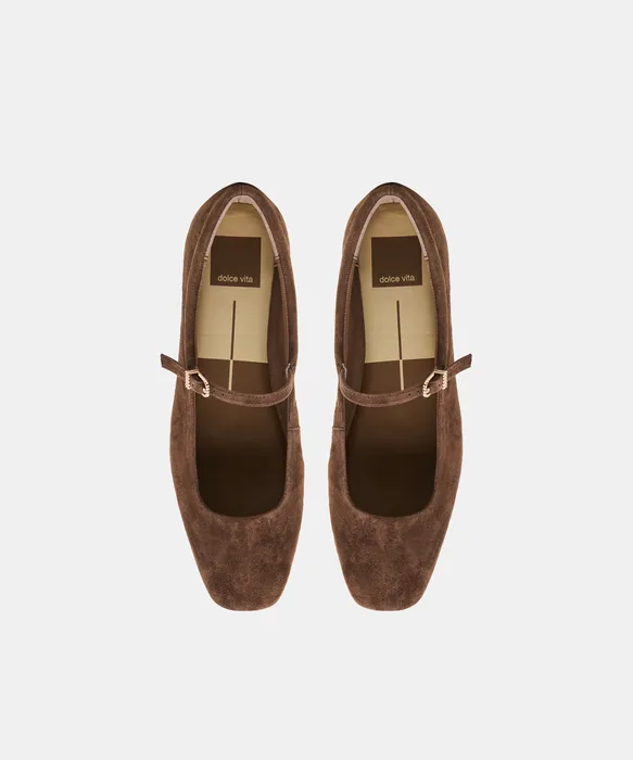REYES Dk Brown Suede Mary-Jane Ballet Flats — view 4