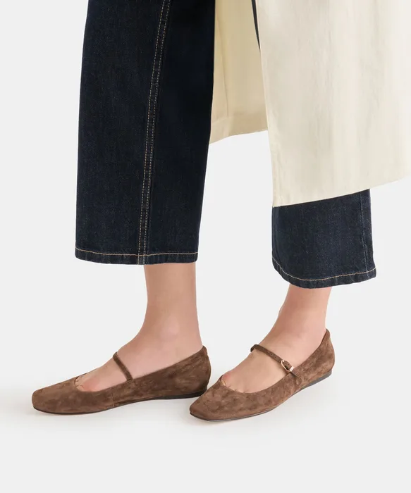 REYES Dk Brown Suede Mary-Jane Ballet Flats — view 5