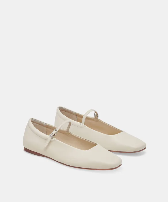 REYES Ivory Leather Mary-Jane Ballet Flats — view 3