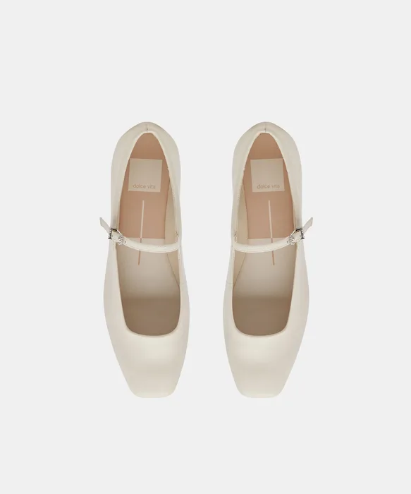 REYES Ivory Leather Mary-Jane Ballet Flats — view 4
