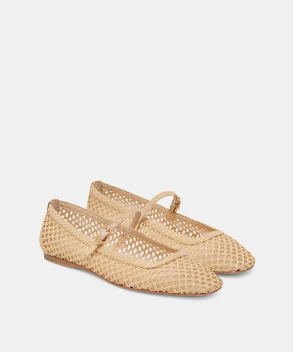 REYES Lt Natural Woven Raffia Mary-Jane Ballet Flats — view 3