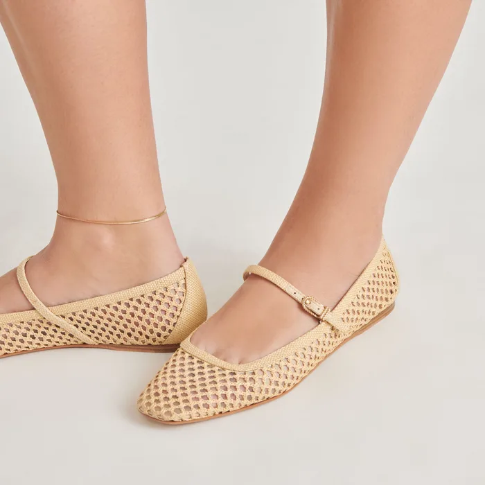 REYES Lt Natural Woven Raffia Mary-Jane Ballet Flats — view 4
