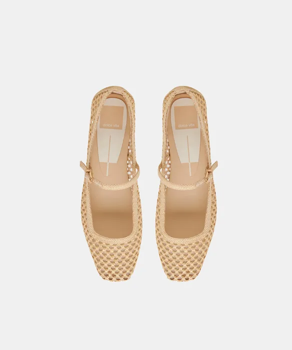REYES Lt Natural Woven Raffia Mary-Jane Ballet Flats — view 5
