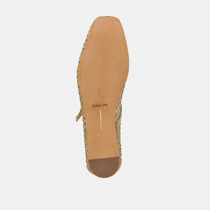 REYES FLATS OLIVE WOVEN RAFFIA
