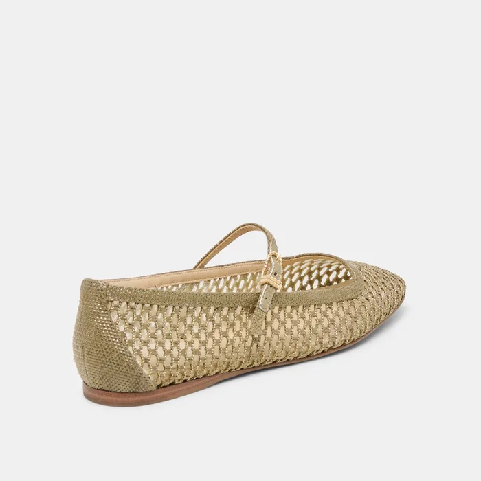 Reyes Olive Woven Raffia Ballet Flats — view 4