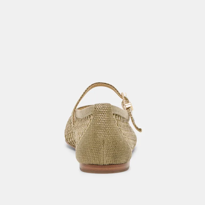 Reyes Olive Woven Raffia Ballet Flats — view 8
