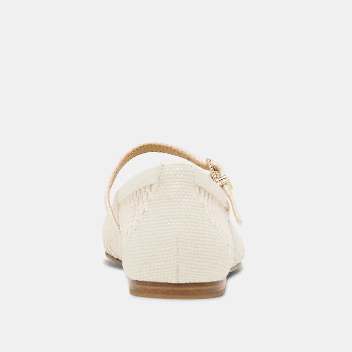 REYES White Woven Raffia Mary-Jane Ballet Flats — view 9