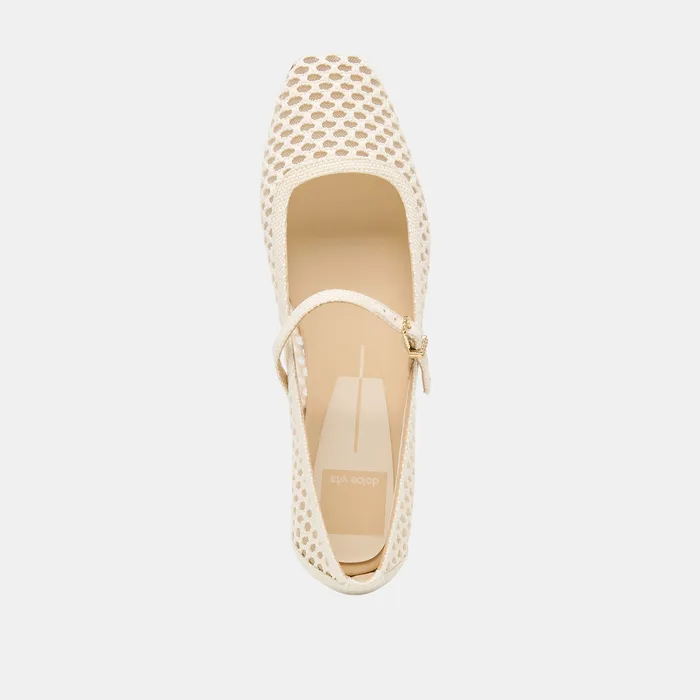 REYES White Woven Raffia Mary-Jane Ballet Flats — view 10
