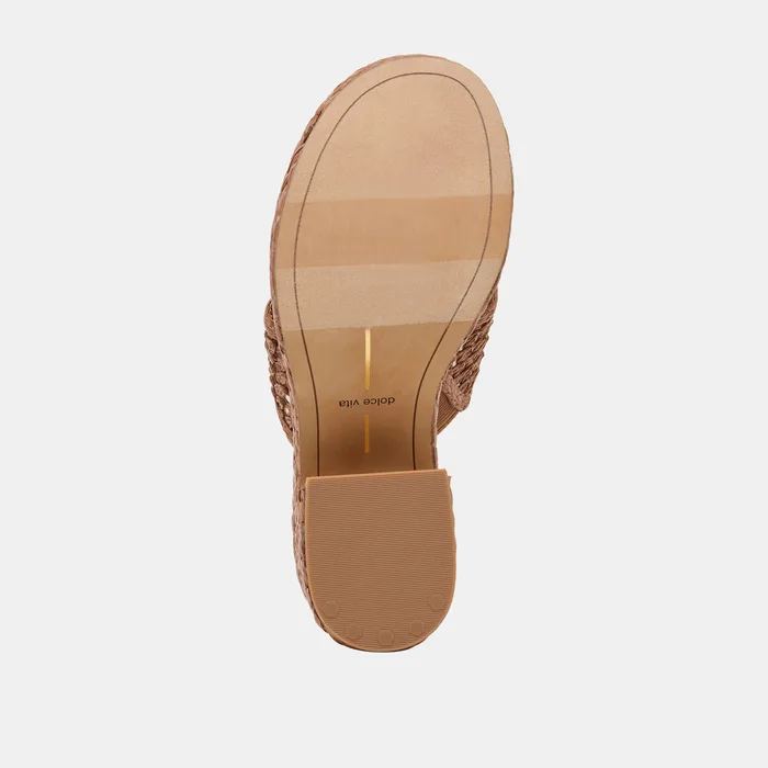 RIPPLE HEELS MID BROWN RAFFIA