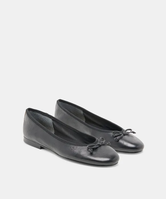Ritla Black Leather Ballet Flats — view 3