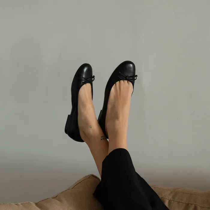 Ritla Black Leather Ballet Flats — view 5