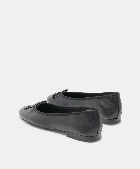 Ritla Black Leather Ballet Flats — view 6