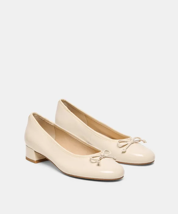RITLA MID Alabaster Leather Ballet Block Heels — view 3