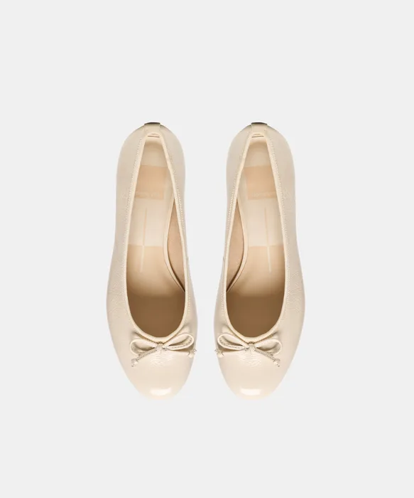 RITLA MID Alabaster Leather Ballet Block Heels — view 4