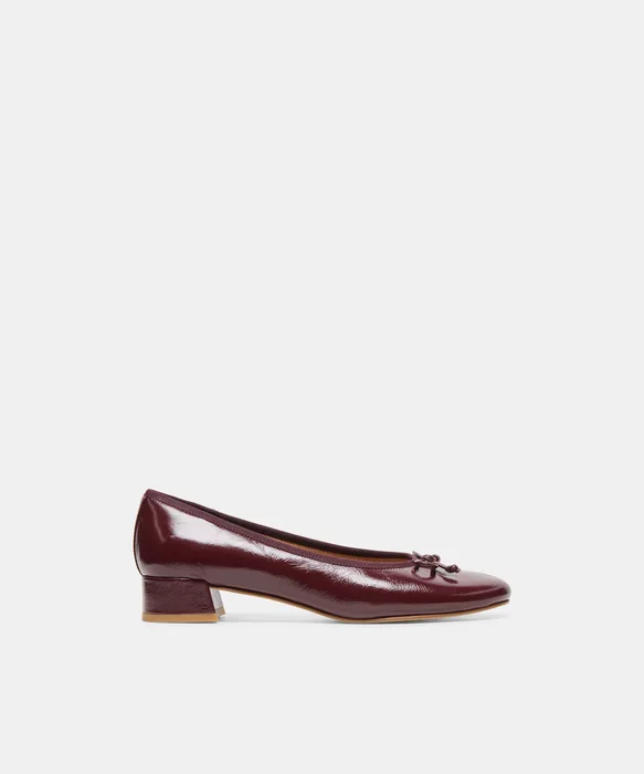 RITLA MID Cranberry Leather Ballet Block Heels — view 2
